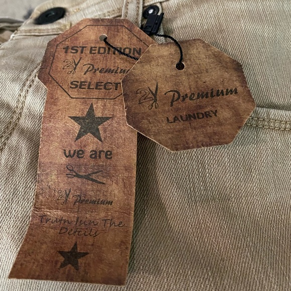 2Y Premium Edition Mens Slim Fit Distressed Khaki Jeans - Picture 8 of 15